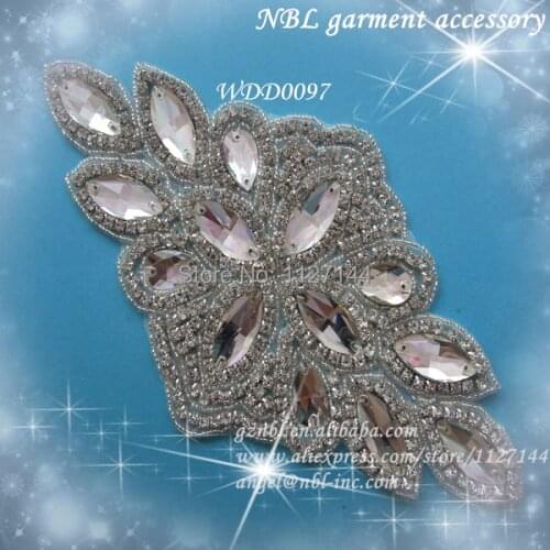 Crystal bridal beaded rhinestone applique for wedding evening dress DIY iron on WDD0097