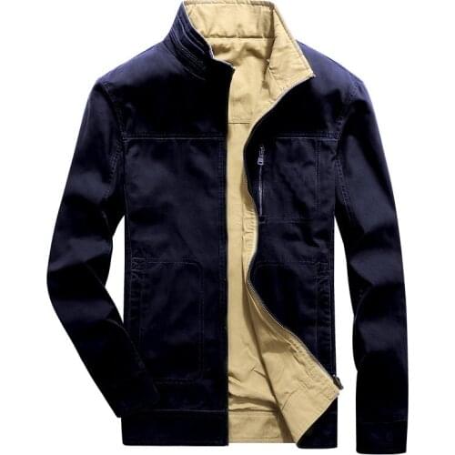 Spring Autumn Jacket Men Double Sided Wear Military Jacket Coat Windbreaker Mens Pure Cotton Jackets Casual Coat Brand Clothing