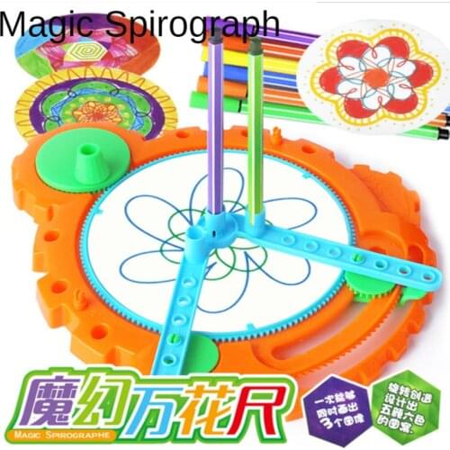 Multi-function Painting Puzzle Magic Spirographe Student Learning Art Set Children Geometric Ruler Drafting Tools Painting Toys