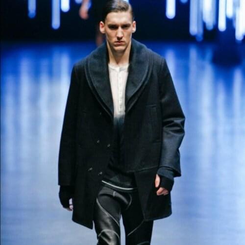 S-5xl New Autumn And Winter Youth Slim Warm Windbreaker Medium-long Thick Woolen Coat Mens Double Breasted Fashion Woolen Coat