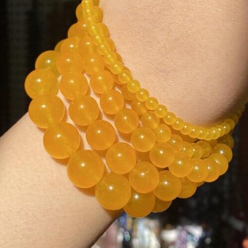 Natural Stone Yellow Jades Round Beads Spacer Loose Beads For Bracelets Jewelry Making Diy Handmade Accessories 4-12mm Wholesale