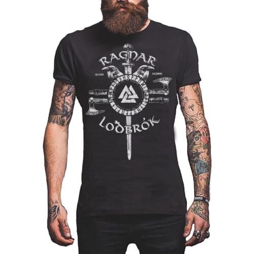 2018 New Fashion Brand Clothing Ragnar Lodbrok Viking T-Shirt Odin Norse God Mens T-Shirts Round Neck Clothes
