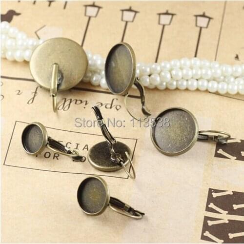 Wholesale Drop Earrings 500pcs/lot 10 12 14 16 18 20mm round classic antique bronze Plated Pad French Earing base freeshipping