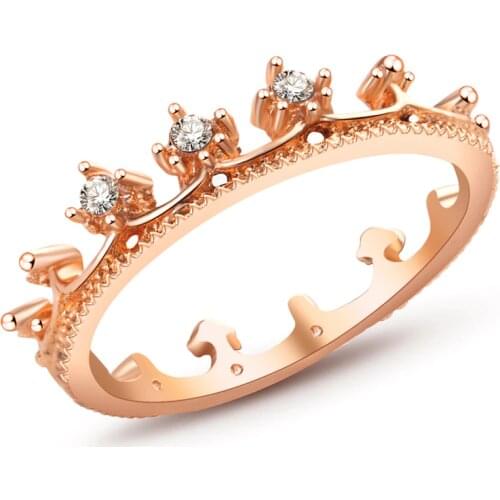 Authentic White Gold Color My Princess Queen Crown Ring Design Wedding Rings For Women Jewelry nz290