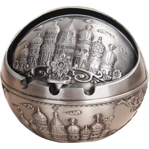 European retro home ashtray creative personality trend spherical metal lid multi-functional office ashtray smoking accessories