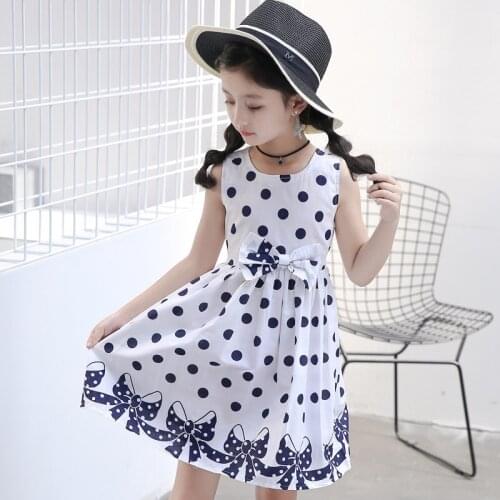 Polka-Dot Princess Girls Dresses Summer Sleeveless Casual Sundress Kids Dresses 3-12Years Sweet Dress