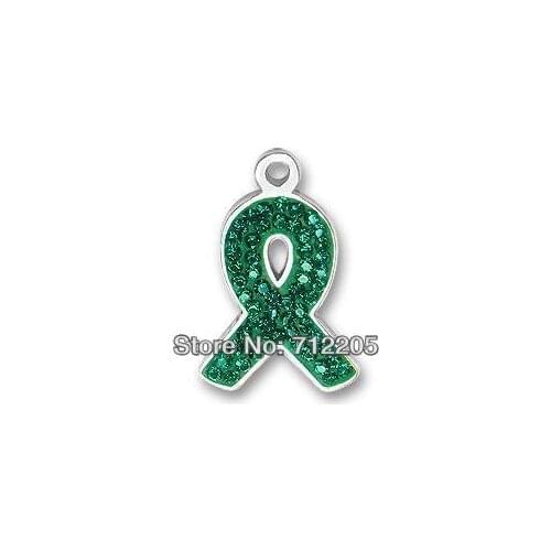 Silver plated green rhinestone ribbon jewelry charm accessories(184047)