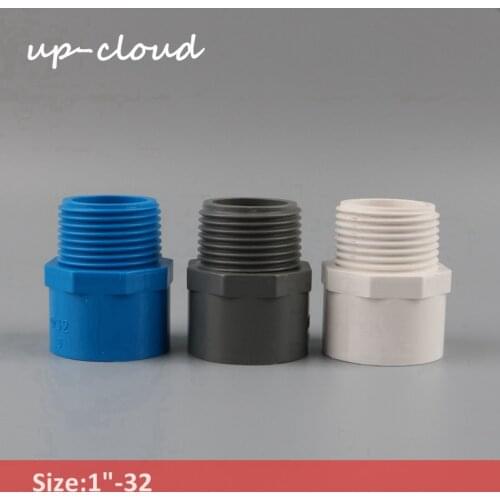 4pcs UP-CLOUD 1 inch to 32mm PVC Straight Connector 1"-32mm Male Thread PVC Water Pipe Adapter Garden Irrigation Tube Joint