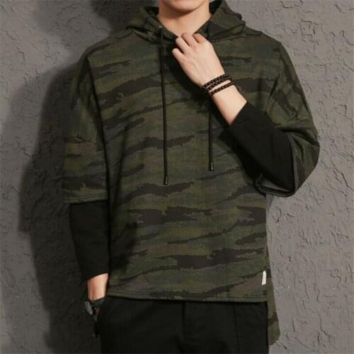 Hip-hop pullovers Hooded Sweatshirt outerwear camouflage print men hoodies army green hoodie full sleeve