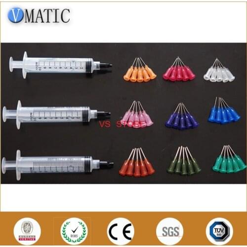 Free Shipping 10cc 10ml Syringe Fluid Epoxy Cyanoacrylate Paint Adhesive Dispensing Syringe With Needles and Stoppers