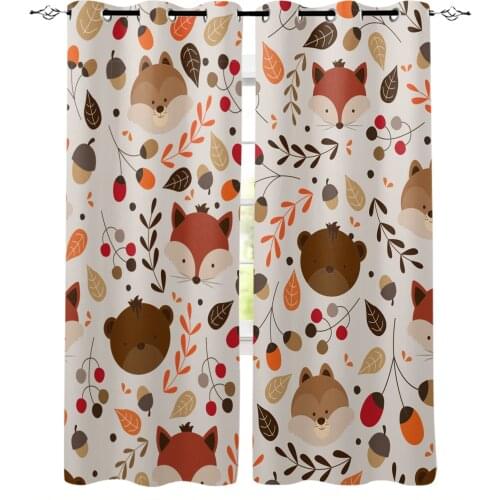 Cartoon Fox Animals Bedroom Kitchen Curtain Modern Home Decoration Children Window Curtains for Living Room Decorative