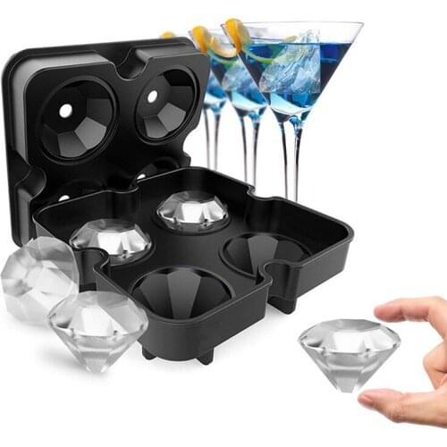 DIY 4 Grids Diamond Silicone Ice Cube Mold Bars Party Whiskey Wine Ice Maker Fruit Chocolate Mould Kitchen Tools Accessories