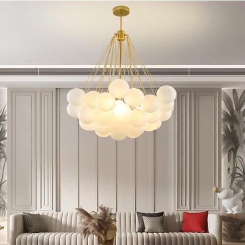Modern Frosted Glass Ball Chandeliers Indoor Romantic Home Decorate Dinning Living Room Kids Room LED Hanging Lighting Fixtures