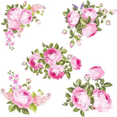 Three Ratels QCF39 Beautiful hibiscus flowers bright and lovely girl bouquet for living room refrigerator Toilet decals