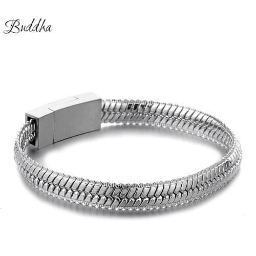 Punk Jewelry Individuality Men Bracelet Cuban Links & Chains Buddha Bracelet for Bangle Male Accessory Wholesales Drop Shipping