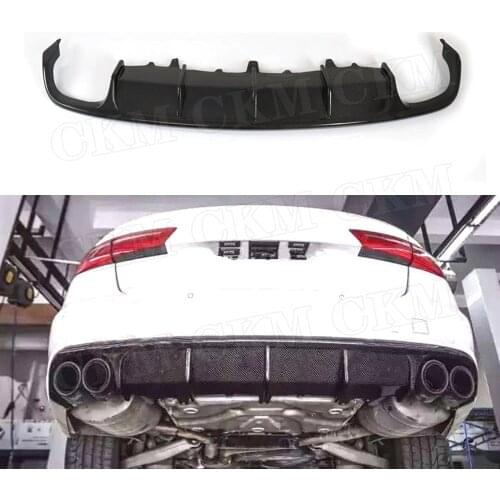 Carbon Fiber Rear Lip Diffuser Spoiler For Audi A6 Sline S6 C7 2013-2015 Fins Shark Style Skid Plate Car Bumper Guard