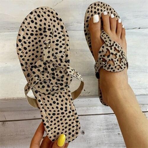 2021 New Korean Style Leopard Print Women Flip Flop Outside Wear Female Skid-Proof Wear Resisting Clip Toe Sandy Beach Slippers