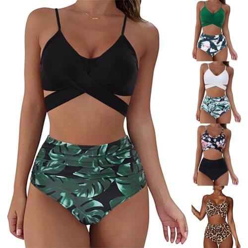 Women Leopard/Floral Print Bikini Set Push Up Bathing Swimwear High waist Swimsuit 2021 Swimming pool party essential biquini