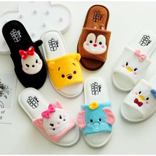 Winter Warm Indoor Mickey Minne Slippers Cute Cartoon Slippers Plush Slides Unisex Home Bedroom Slippers Pantufa