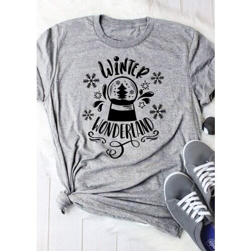 Winte Wonderland Snowflake Funny Graphic Christmas Women Tshirt Cotton O Neck Girl Top Tees Short Sleeve Cusual Female Clothing