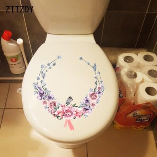 ZTTZDY 20.7*21.5CM Creative Beautiful Wreath Bedroom Wall Sticker Toilet Seat Decal Home Decor T2-0522