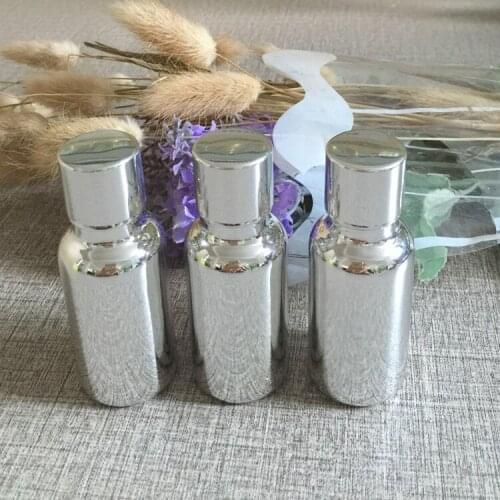 20ml glass empty essential oil perfume bottle silver plated refillable cosmetics bottles makeup storage sample packaging