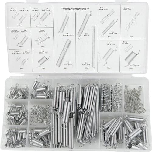200Pcs/box Steel Spring Electrical Hardware Drum Extension Tension Springs Pressure Suit Metal Assortment Hardware Kit