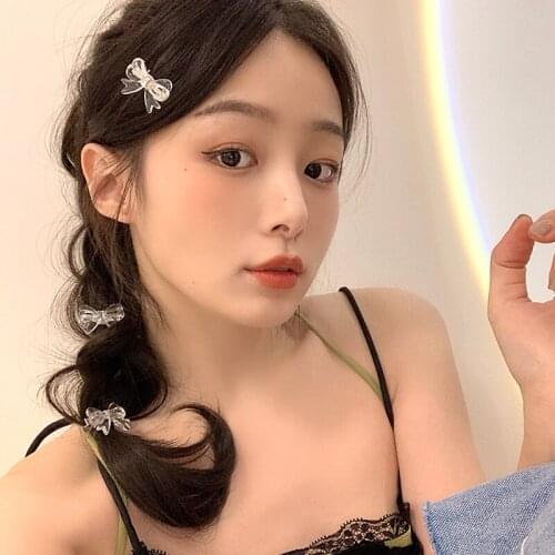 2021 INS Transparent Bow Hair Clips For Girls Acrylic Sweet Korean Hairpin Kids Fashion Summer Duckbill Hair Accessories