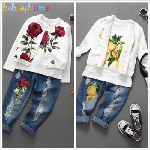 3PCS/3-10Years/Spring Autumn Baby Outfits Infant Girls Clothing Set Kids Jacket+T-shirt+Jeans Sport Suit Children Clothes BC1190