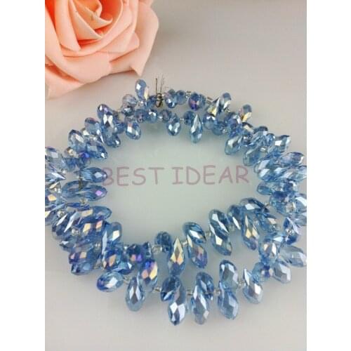 500pcs/lot 6x12mm Teardrop Beads Crystal Glass Beads Crystal beads Light Blue AB Color Free Shipping