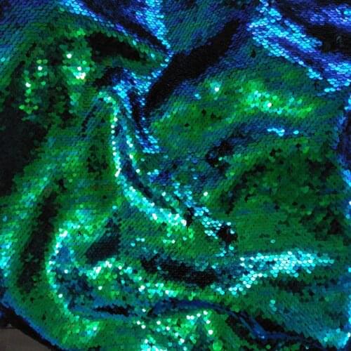 60x50cm Bling Bling Blitter Mysterious Peacock Green Sequin Double-face Reversible Sequin Fabric Satin Back Sequin Fabric Sewing