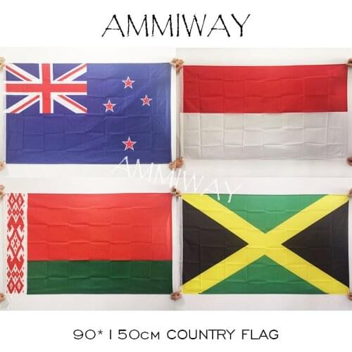 AMMIWAY 90*150cm 3x5 ft New Zealand Indonesia Belarus Jamaica National Flying Flag Home Decoration Country Flag and Banners
