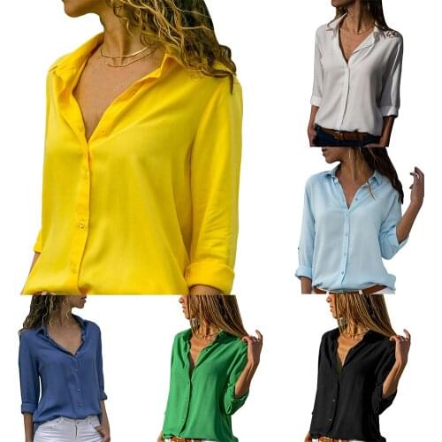 Oversized Women Blouses Cotton Linen Women Sexy Buttons V Neck Solid Color Shirt Casual Autumn Long Sleeve Blouse Long Sleeve