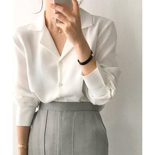 Long Sleeve White Blouse Blouse Women Blusas Mujer De Moda 2021 V-Neck Office Lady Chiffon Blouse Shirt Women Shirts Blusas A405