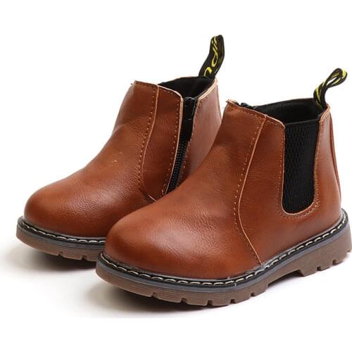 Autumn Winter Children boots PU leather Comfortable Boys Girls Baby shoes Ankle Snow boots Kids Leather shoes 060