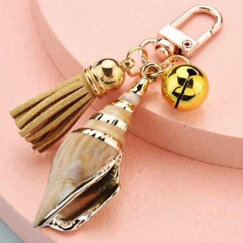 Lateefah Bohemia Summer Beach Sea Conch Pearl Shell Keychain Keyring DIY Love Letter Tassels Keychain Girl Bag Accessories Gift