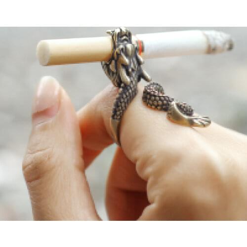 Innovative Chinese Dragon Cigarette Ring Holder Creative Gift Jewelry Ring Domineering Dragon-Shaped Ring Smoking Accessories
