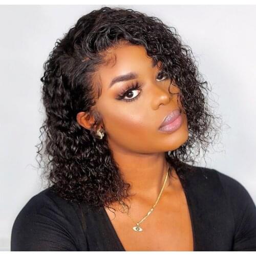 Cheap Brazilian Water Wave Short Bob Wig 4X4 Closure Wig for Women Deep Wave Curly Wig Human Hair PrePlucked Wavy Wig 180