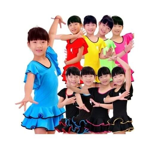 9 Colors Childrens Fancy Dress Latina Girls Costumes Dance Sport Dresses Samba Dance Costumes Tango Dress Latin Ballroom Dress