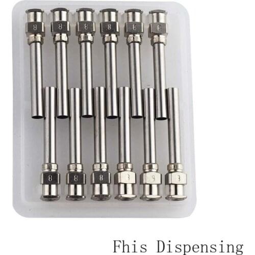8G Dispensing Needle 1" All Metal Stainless Steel Blunt Tip Luer Lock Pack of 12