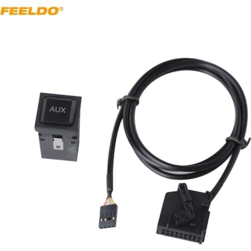 FEELDO Car AUX IN Switch MP3 Audio Interface Wire for VolksWagen Audi Ford Skoda Modified AUX Cable Adapter