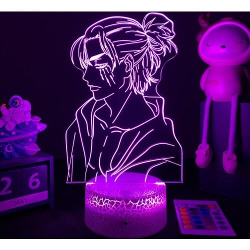 Anime Light Attack on Titan 4 Eren Yeager Figure for Bedroom Decor Night Light Kids Birthday Gift Shingeki No Kyojin 3d Lamp