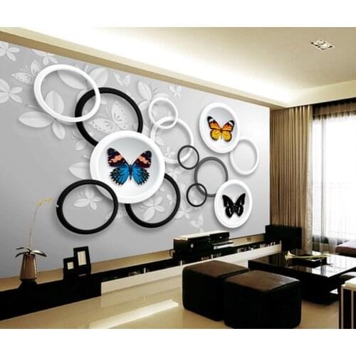 Korean 3D Hugh living room TV background wallpaper Chinese movie wall mural modern fashion Butterfly Custom Size