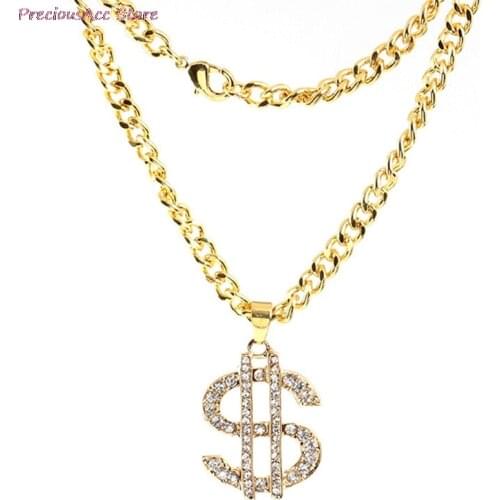 Hip Hop Jewelry US Dollar Money Pendant Necklace Gold Chain Jewelry Women Accessories Christmas Winter Sweater Necklace Collier