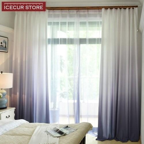 ICECUR 3D Gradient Faux Linen Blackout Curtains for Kids Bedroom Kitchen Simple Modern Curtain Window Blinds Drapes Single Panel