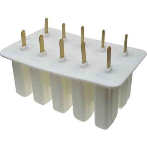 Interesting 10 Cell Frozen Ice Cream Mold Popsicle Maker Lolly Mould Ice Tray with Sticks FBE2