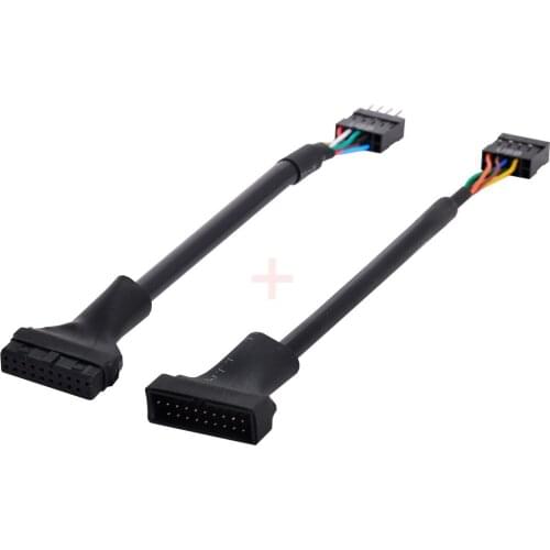 2pcs USB 2.0 9Pin to USB 3.0 20pin Housing Header Female Cable Reversible for Motherboard
