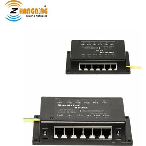 Patch Panel Gigabit PoE Injector 6 Port Wall Mount With Power Supply 24Voltage 120Watts