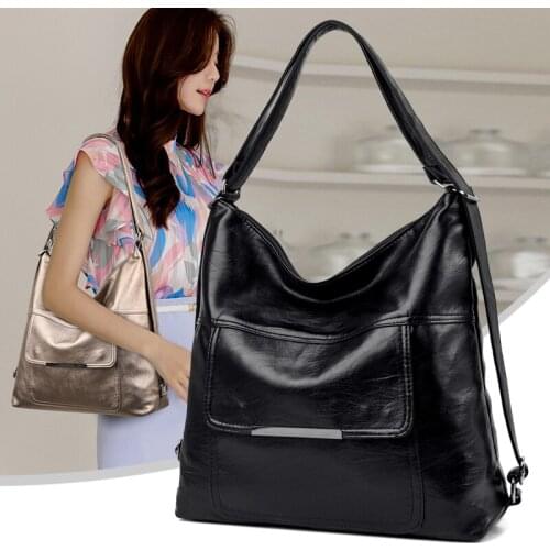 YILIANSoft leather backpack for women 2021 when the new three is still single shoulder cross-body bag large capacity womens bag