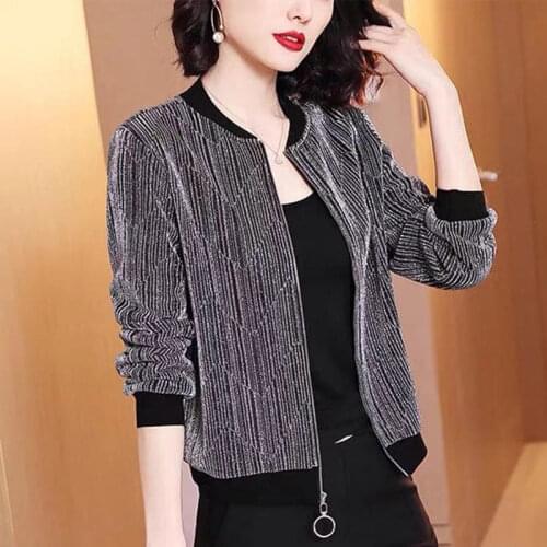 High-quality fashion casual loose womens round neck jacket 2021 spring and autumn temperament womens jacket